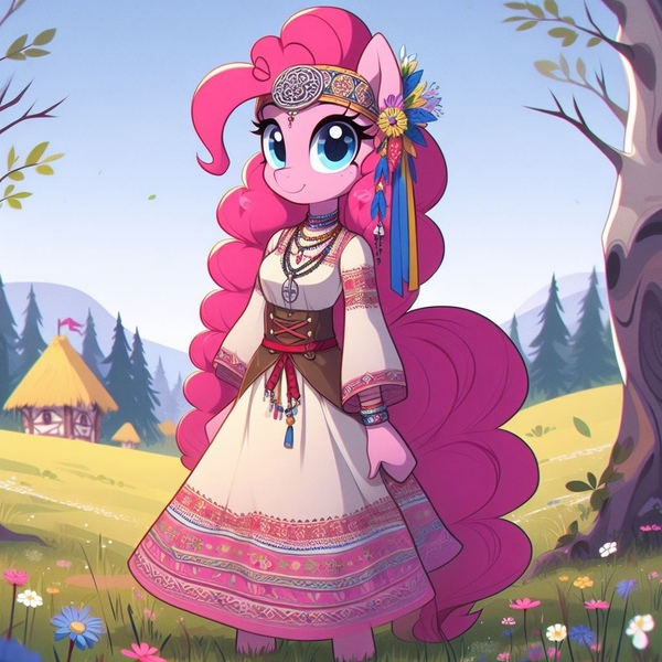 Size: 1024x1024 | Tagged: safe, ai content, derpibooru import, machine learning generated, pinkie pie, cyrillic, image, jpeg, russian, slavic