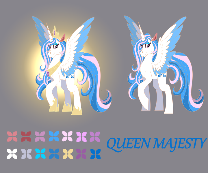 Size: 4200x3500 | Tagged: safe, derpibooru import, majesty, alicorn, unicorn, fallout equestria, g1, horn, image, jewelry, png, queen, queen majesty, reference sheet, regalia, seeds of the past, solo