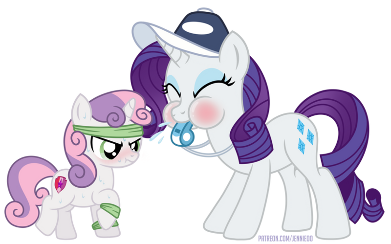 Size: 827x516 | Tagged: safe, artist:jennieoo, derpibooru import, rarity, sweetie belle, pony, unicorn, sisterhooves social, blowing whistle, blushing, coach rarity, coaching cap, commission, cute, diasweetes, duo, duo female, exercise, female, g4, horn, image, png, puffy cheeks, rarara, raribetes, rarity's whistle, red face, scrunchy face, show accurate, siblings, simple background, sisters, spitting, sports, sweatband, that pony sure does love whistles, tomboy rarity, training, transparent background, vector, whistle, whistle necklace