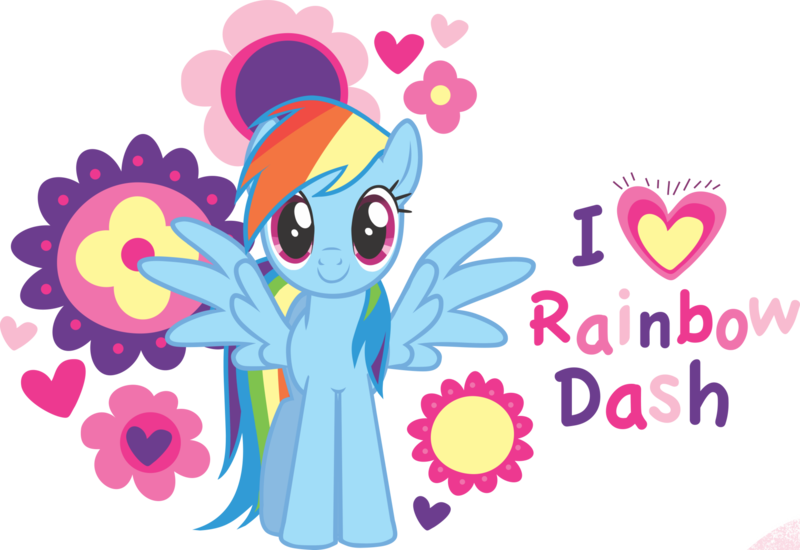Size: 2048x1407 | Tagged: safe, derpibooru import, rainbow dash, pegasus, pony, design, female, flower, g4, happy, heart, image, looking at you, mare, png, shirt design, simple background, smiling, smiling at you, solo, spread wings, standing, stock vector, text, transparent background, wings