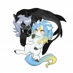 Size: 2048x2048 | Tagged: safe, artist:tabithaqu, derpibooru import, oc, unofficial characters only, original species, pony, shark, shark pony, unicorn, blushing, female, horn, image, jpeg, mare, simple background, white background