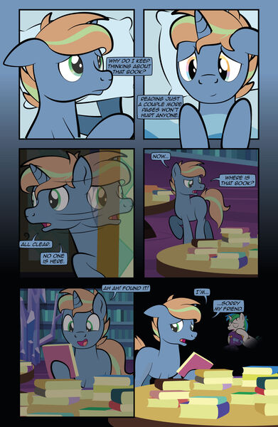 Size: 1920x2948 | Tagged: safe, artist:alexdti, derpibooru import, oc, oc:brainstorm (alexdti), oc:purple creativity, oc:star logic, unofficial characters only, pony, unicorn, comic:quest for friendship retold, book, horn, image, jpeg, male, stallion