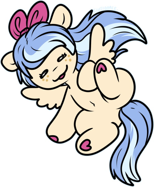 Size: 1452x1762 | Tagged: safe, artist:sexygoatgod, derpibooru import, oc, oc:butter flutter, unofficial characters only, pegasus, pony, adoptable, bow, chibi, female, flying, hair bow, image, png, simple background, solo, transparent background