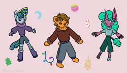 Size: 942x538 | Tagged: safe, artist:destiny_manticor, derpibooru import, oc, oc:beray geromes, oc:flumine carcad, oc:nei zin, unofficial characters only, anthro, bear, pony, robot, semi-anthro, unicorn, amputee, christmas, christmas lights, clothes, digital art, female, fluffy hair, gynoid, holiday, horn, image, plushie, png, pony plushie, prosthesis, prosthetic limb, prosthetics, robotic arm, simple background, t pose, tree