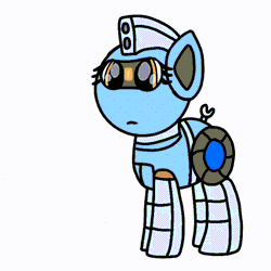 Size: 720x720 | Tagged: safe, artist:foxfer64_yt, derpibooru import, oc, oc:silverstream (robot pony), unofficial characters only, original species, pony, robot, robot pony, animated, gif, honk, image, jumping, simple background, solo, white background