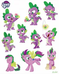 Size: 1170x1463 | Tagged: safe, artist:anthony conley, derpibooru import, official, spike, ponified, dragon, pegasus, pony, a pony named spike, gem, image, jpeg, male, my little pony logo, signature, simple background, white background