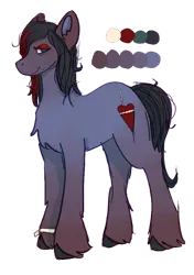 Size: 1409x2000 | Tagged: safe, artist:clandestine, derpibooru import, ponified, earth pony, pony, bert mccracken, chest fluff, color palette, colored pinnae, derpibooru exclusive, dyed mane, ears up, emo, hoof fluff, hoof polish, image, makeup, male, png, simple background, solo, stallion, standing, stubble, the used, transparent background, two toned mane, unshorn fetlocks, wristband