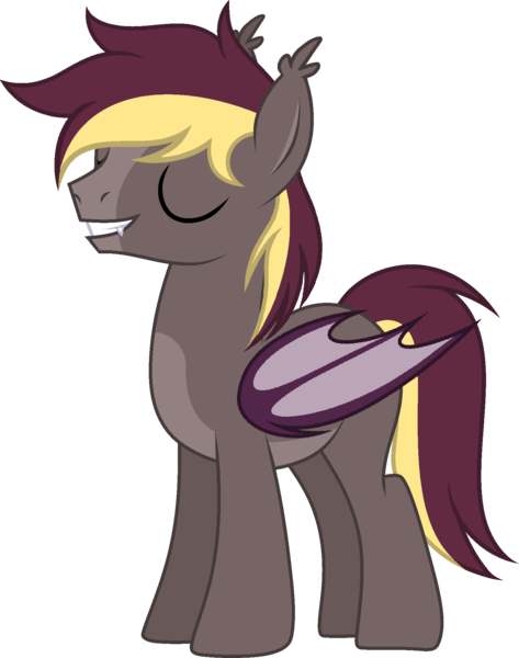 Size: 1562x1980 | Tagged: safe, artist:sirrainium, derpibooru import, oc, oc:arden heatwave, unofficial characters only, bat pony, pony, base used, bat wings, body markings, ear tufts, eyes closed, fangs, image, male, png, show accurate, smiling, smirk, smug, solo, stallion, vector, wings