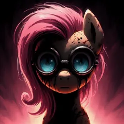 Size: 1024x1024 | Tagged: safe, ai content, derpibooru import, machine learning generated, prompter:enterusxrname, fluttershy, pegasus, pony, bust, closed mouth, female, g4, generator:bing image creator, generator:dall-e 3, image, jpeg, mare, shocked, shocked eyes, solo, thousand yard stare