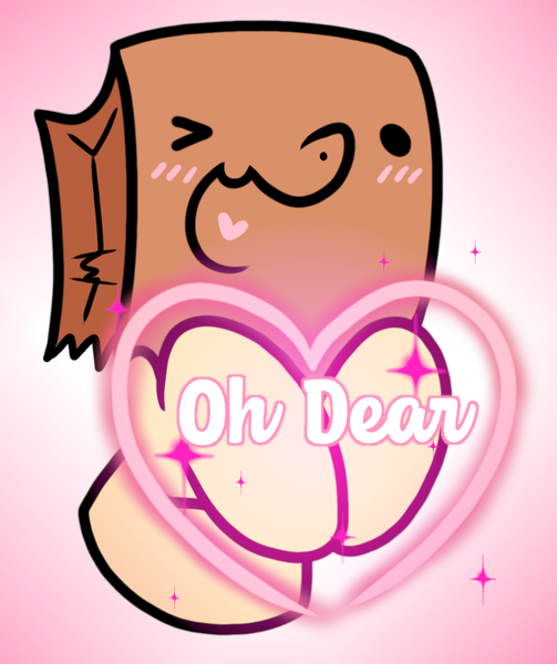 Size: 678x809 | Tagged: safe, artist:paperbagpony, derpibooru import, oc, oc:paper bag, heart, image, oh dear, one eye closed, png, sparkles, wink