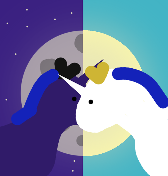 Size: 734x768 | Tagged: safe, artist:althecow, derpibooru import, princess celestia, princess luna, alicorn, pony, 1000 hours in ms paint, crown, duo, duo female, female, g4, image, jewelry, mare, moon, night, night sky, png, regalia, royal sisters, siblings, sisters, sky, sun