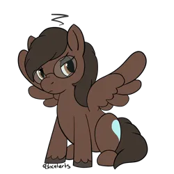 Size: 1500x1500 | Tagged: safe, artist:ashcatarts, derpibooru import, oc, unofficial characters only, pegasus, pony, brown coat, glasses, grumpy, image, png, simple background, sitting, solo, spread wings, transparent background, wings