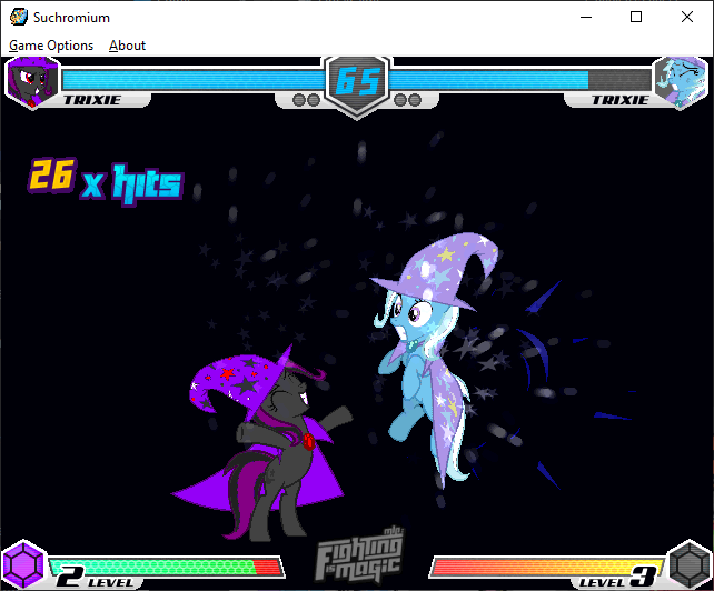 Size: 642x532 | Tagged: safe, artist:fimroots, derpibooru import, trixie, unicorn, fighting is magic, fan game, fighting is magic suchromium, g4, game screencap, horn, image, palette swap, png, powerful, recolor