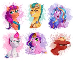 Size: 1957x1633 | Tagged: safe, artist:soniana_draws, derpibooru import, hitch trailblazer, izzy moonbow, pipp petals, sprout cloverleaf, sunny starscout, zipp storm, earth pony, pegasus, pony, unicorn, g5, my little pony: a new generation, chest fluff, ear piercing, eye clipping through hair, eyebrows, eyebrows visible through hair, female, floppy ears, fluttershy's cutie mark, grumpy, happy, headband, heart tongue, image, jewelry, male, mane five, mare, multicolored hair, multicolored mane, one eye closed, one of these things is not like the others, open mouth, open smile, piercing, png, rainbow dash's cutie mark, rainbow streak, smiling, sprout is not amused, sprout joins the mane five, stallion, teeth, tiara, twilight sparkle's cutie mark, unamused, unshorn fetlocks