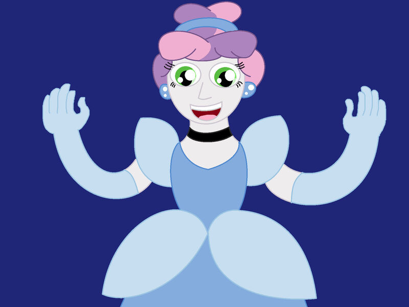 Size: 1600x1200 | Tagged: safe, artist:scoutimusprime, derpibooru import, sweetie belle, human, equestria girls, alternate hairstyle, amazed, arms in the air, blue background, choker, cinderella, clothes, dress, ear piercing, earring, evening gloves, female, g4, gloves, gown, humanized, image, jewelry, jpeg, long gloves, open mouth, open smile, piercing, poofy shoulders, simple background, smiling, solo