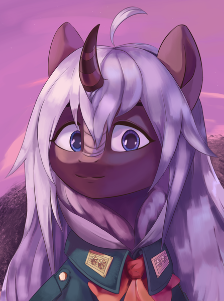 Size: 2340x3150 | Tagged: safe, artist:fly over, derpibooru import, oc, kirin, equestria at war mod, bust, clothes, female, image, kirin oc, png, portrait, solo, uniform, white hair