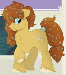 Size: 552x621 | Tagged: safe, artist:lostinthetrees, derpibooru import, official, savannah stouthoof, earth pony, pony, filly sized follies, tails of equestria, female, g4, image, mare, png, simple background, solo, unshorn fetlocks