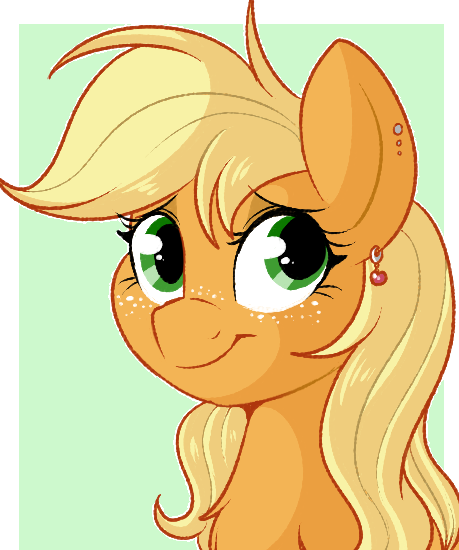 Size: 459x550 | Tagged: safe, artist:lulubell, derpibooru import, applejack, earth pony, pony, bust, ear piercing, female, image, loose hair, mare, piercing, png, portrait, solo