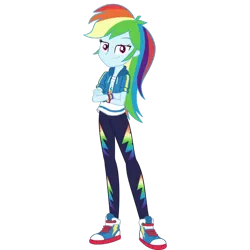 Size: 1280x1280 | Tagged: safe, artist:gaelgaming1, derpibooru import, rainbow dash, human, equestria girls, clothes, converse, crossed arms, female, g4, hoodie, image, jacket, pants, png, shirt, shoes, simple background, smiling, sneakers, solo, tomboy, transparent background, wristband