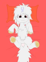 Size: 3750x5000 | Tagged: suggestive, artist:onil innarin, ponerpics import, oc, oc:asla, unofficial characters only, pony, bed, cute, dock, female, fluffy, image, mare, overhead view, pillow, png, poraina, solo, unshorn fetlocks, vector