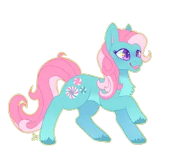 Size: 661x577 | Tagged: safe, artist:movie95, derpibooru import, minty, earth pony, pony, g3, chest fluff, female, image, mare, open mouth, open smile, png, raised hoof, signature, simple background, smiling, solo, tail, transparent background, unshorn fetlocks