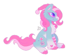 Size: 525x400 | Tagged: safe, artist:movie95, derpibooru import, minty, earth pony, pony, a very minty christmas, g3, cheek fluff, chest fluff, christmas, female, hat, heart, heart mark, holiday, image, mare, png, santa hat, signature, simple background, smiling, solo, tail, transparent background, unshorn fetlocks