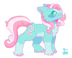 Size: 727x584 | Tagged: safe, artist:movie95, derpibooru import, minty, earth pony, pony, g3, cheek fluff, chest fluff, female, freckles, image, mare, ms paint, png, signature, simple background, smiling, solo, tail, unshorn fetlocks, white background
