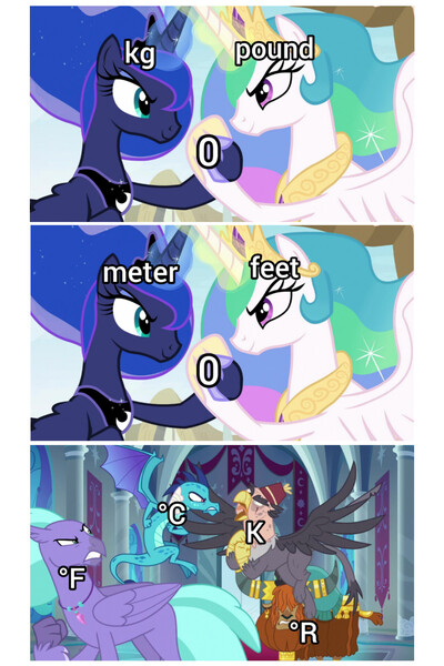 Size: 1279x1920 | Tagged: safe, derpibooru import, edit, edited screencap, screencap, grampa gruff, prince rutherford, princess celestia, princess ember, princess luna, seaspray, alicorn, dragon, gryphon, hippogriff, pony, yak, between dark and dawn, school daze, angry, argument, bickering, blind eye, canterlot castle, celsius, duo, ear piercing, earring, epic hoofshake, ethereal mane, eye scar, faceoff, facial scar, fahrenheit, feet, female, fez, flying, g4, hat, holding hooves, hoof shoes, horn, horn ring, image, jewelry, jpeg, kelvin (temperature), kilogram, mare, meme, meter, necklace, peytral, piercing, ponified meme, pound, raised claw, rankine (temperature), ring, royal sisters, scar, science meme, siblings, sisters, spread wings, starry mane, wings
