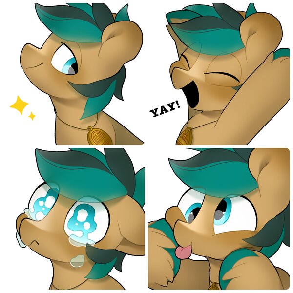 Size: 4096x4096 | Tagged: safe, artist:mochi_nation, derpibooru import, oc, unofficial characters only, earth pony, pony, bust, commission, crying, derp, eye shimmer, floppy ears, frown, hoof on cheek, image, jewelry, jpeg, lidded eyes, male, necklace, open mouth, open smile, silly, simple background, smiling, solo, sparkles, stallion, tongue out, unshorn fetlocks, white background, yay