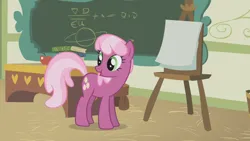 Size: 1280x720 | Tagged: safe, derpibooru import, screencap, cheerilee, earth pony, pony, call of the cutie, chalkboard, cheerilee's clipboard, cheerilee's clipboard meme, clipboard, exploitable, exploitable meme, female, g4, image, meme, png, ponyville schoolhouse, solo, template