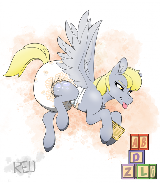 Size: 1791x2057 | Tagged: questionable, artist:padded_red_dragon, derpibooru import, derpy hooves, pony, building blocks, diaper, diaper fetish, female, fetish, flying, image, mare, png, poofy diaper, solo