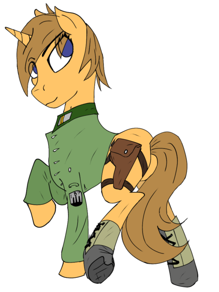 Size: 768x1024 | Tagged: safe, artist:biergarten13, derpibooru import, oc, oc:sparkplug, unofficial characters only, pony, unicorn, derpibooru community collaboration, fallout equestria, 2024 community collab, full body, horn, image, png, simple background, solo, transparent background