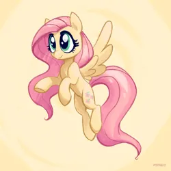 Size: 2048x2048 | Tagged: safe, artist:pfeffaroo, derpibooru import, fluttershy, pegasus, pony, female, flying, g4, high res, image, mare, png, smiling, solo, spread wings, wings
