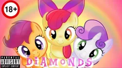 Size: 720x400 | Tagged: safe, artist:mayhemtown, derpibooru import, apple bloom, scootaloo, sweetie belle, earth pony, pegasus, pony, unicorn, cutie mark crusaders, diamonds hd, g4, horn, image, jpeg, looking at you, smiling, trio, youtube thumbnail