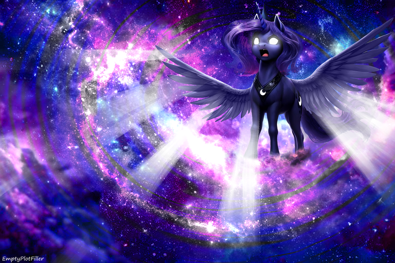 Size: 4096x2731 | Tagged: safe, ai content, artist:emptyplotfiller, derpibooru import, machine learning assisted, princess luna, alicorn, fanfic:my life in a new wolrd, dream realm, gift art, image, png, solo, traditional royal canterlot voice