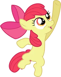 Size: 3000x3745 | Tagged: safe, artist:cloudy glow, derpibooru import, apple bloom, earth pony, .ai available, apple bloom's bow, bow, female, g4, hair bow, image, jumping, png, simple background, solo, transparent background, vector