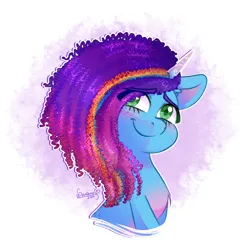 Size: 2200x2200 | Tagged: safe, alternate version, artist:soniana_draws, derpibooru import, part of a set, rainbow dash, unicorn, g5, alternate hair color, alternate hairstyle, cute, horn, image, misty brightdawn, mistybetes, multicolored hair, png, rainbow streak, rebirth misty