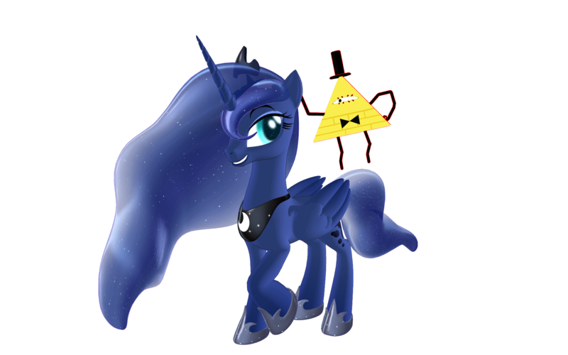 Size: 1920x1200 | Tagged: safe, artist:puzzlshield2, derpibooru import, princess luna, alicorn, pony, 3d, 3d render, bill cipher, crossover, disney, duo, gravity falls, image, mmd, png, princess of the night, simple background, transparent background