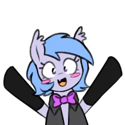 Size: 700x700 | Tagged: safe, artist:thebatfang, derpibooru import, oc, oc:lucky roll, unofficial characters only, bat pony, pony, bat pony oc, bat wings, blush sticker, blushing, bowtie, clothes, cute, female, image, looking at you, mare, ocbetes, open mouth, png, simple background, smiling, socks, solo, transparent background, wings