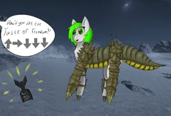 Size: 9999x6800 | Tagged: safe, artist:twinky, derpibooru import, oc, unofficial characters only, alien, pony, bomb, clothes, cosplay, costume, gameplay mechanics, green mane, helldivers, helldivers 2, image, png, this will end in death, weapon, white body