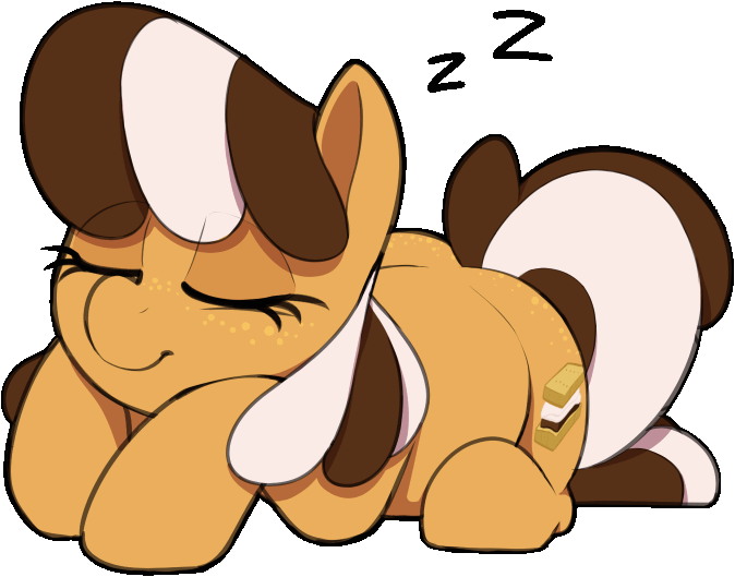 Size: 674x529 | Tagged: safe, artist:thebatfang, ponerpics import, oc, oc:s'mare, ponified, earth pony, food pony, original species, pony, animated, eyes closed, female, food, freckles, gif, image, mare, onomatopoeia, prone, simple background, sleeping, smiling, solo, sound effects, transparent background, zzz
