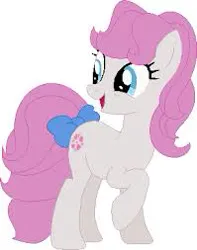Size: 199x253 | Tagged: safe, artist:victorfazbear, derpibooru import, sundance, pony, g1, base used, blue eyes, bow, cute, female, g1 to g4, g4, generation leap, image, jpeg, looking sideways, mare, open mouth, open smile, pink hair, pink mane, raised hoof, simple background, smiling, solo, tail, tail bow, transparent background