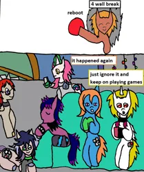 Size: 1030x1234 | Tagged: safe, artist:ask-luciavampire, derpibooru import, oc, earth pony, pegasus, pony, undead, unicorn, vampire, vampony, ask, breaking the fourth wall, gamer, horn, image, png, tumblr