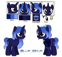 Size: 877x809 | Tagged: safe, artist:hate-love12, derpibooru import, oc, oc:blue hour, pony, unicorn, female, horn, image, mare, png, reference sheet, simple background, solo, transparent background