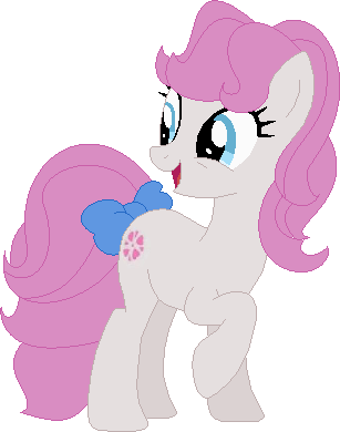 Size: 307x390 | Tagged: safe, artist:selenaede, artist:victorfazbear, derpibooru import, sundance, pony, g1, base used, blue eyes, bow, cute, female, g1 to g4, g4, generation leap, image, looking sideways, mare, open mouth, open smile, pink hair, pink mane, png, raised hoof, simple background, smiling, solo, tail, tail bow, white background