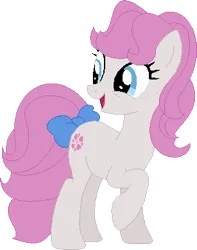 Size: 307x390 | Tagged: safe, artist:victorfazbear, derpibooru import, sundance, pony, g1, base used, blue eyes, bow, cute, female, g1 to g4, g4, generation leap, image, looking sideways, mare, open mouth, open smile, pink hair, pink mane, png, raised hoof, simple background, smiling, solo, tail, tail bow, white background