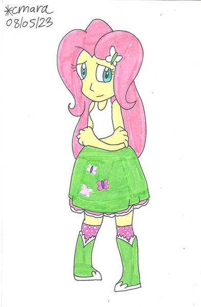 Size: 828x1263 | Tagged: safe, artist:cmara, derpibooru import, fluttershy, human, equestria girls, boots, clothes, female, g4, high heel boots, image, jpeg, shoes, simple background, solo, white background