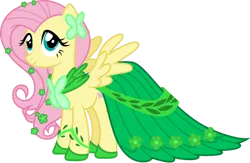 Size: 828x539 | Tagged: safe, artist:lizzmcclin, derpibooru import, fluttershy, pegasus, pony, female, g4, green dress, holiday, image, png, saint patrick's day, simple background, solo, transparent background