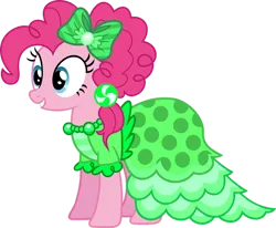 Size: 828x683 | Tagged: safe, artist:lizzmcclin, derpibooru import, pinkie pie, earth pony, pony, female, g4, green dress, holiday, image, png, saint patrick's day, simple background, solo, transparent background