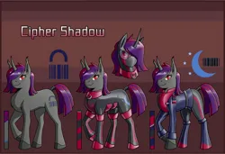Size: 2800x1914 | Tagged: safe, artist:devillustart, derpibooru import, oc, oc:cipher shadow(fireverse), pony, unicorn, clothes, fireheart76's latex suit design, gloves, horn, image, jpeg, latex, latex boots, latex suit, prisoners of the moon, reference sheet, rubber, rubber gloves, rubber suit